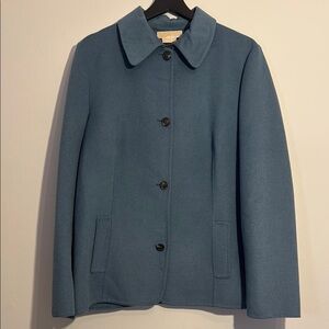 MICHAEL KORS Steel Blue Women's Jacket Size L Wool Blend.